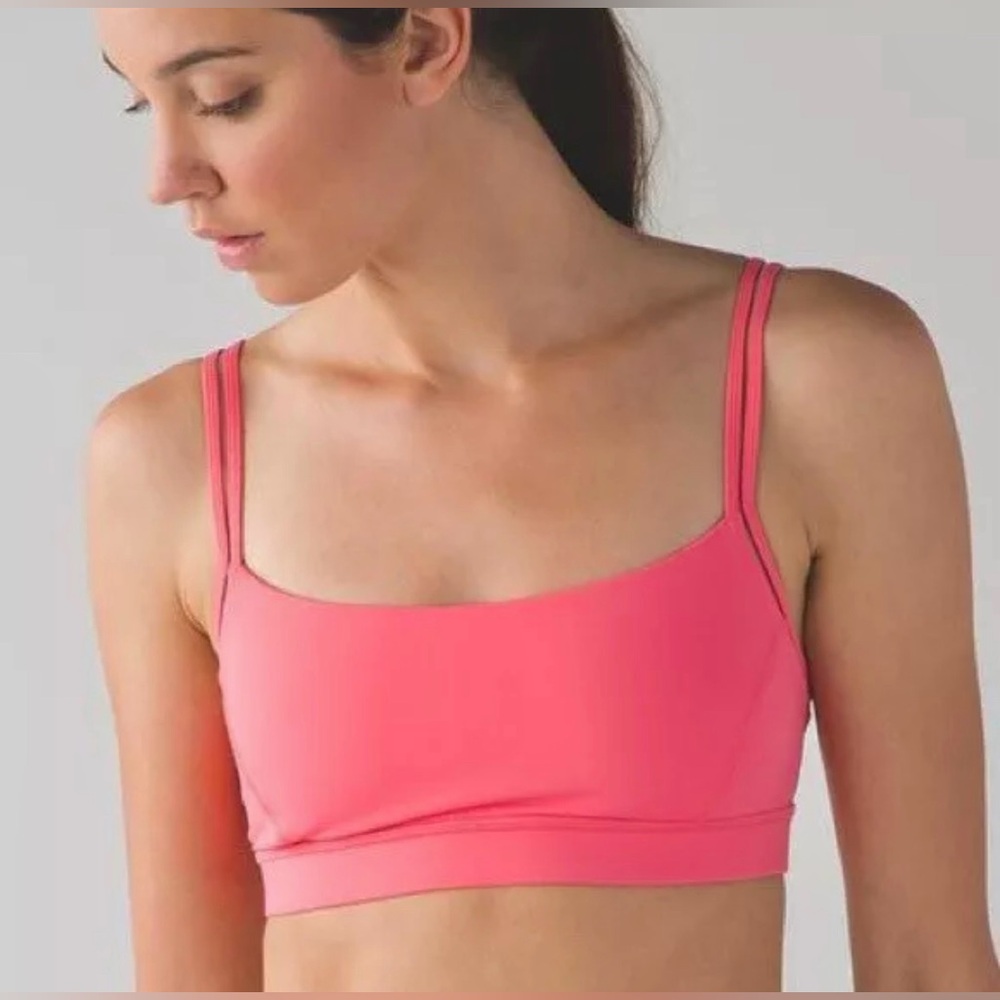 Lululemon Straight Up Bra in Pink Lemonade with Clear Sheer Straps - Size 6